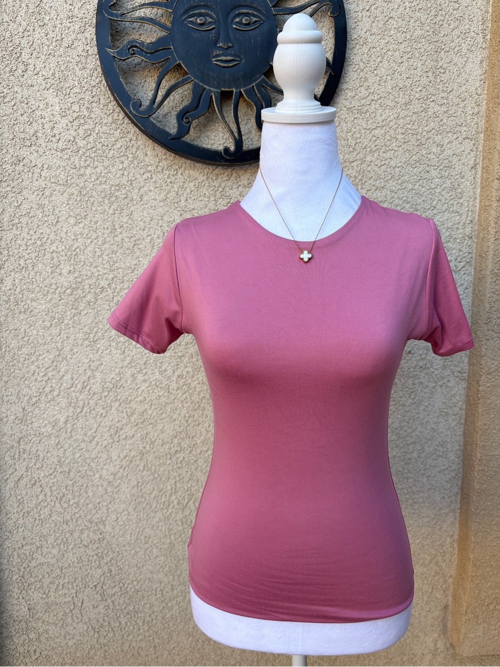 Jova Dusty Rose Buttery Soft Short Sleeve Crewneck Top Casual Everyday
